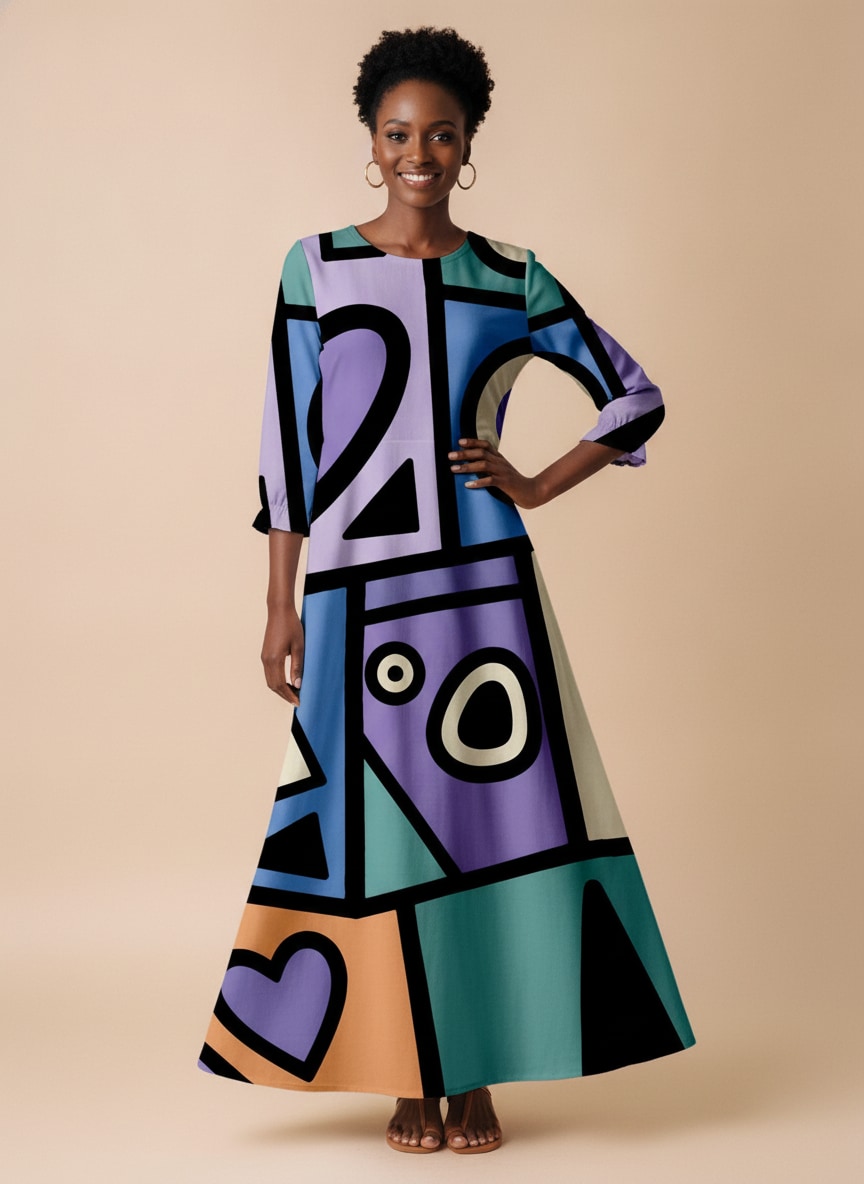 'Sanaa' Long Sleeve Maxi Dress