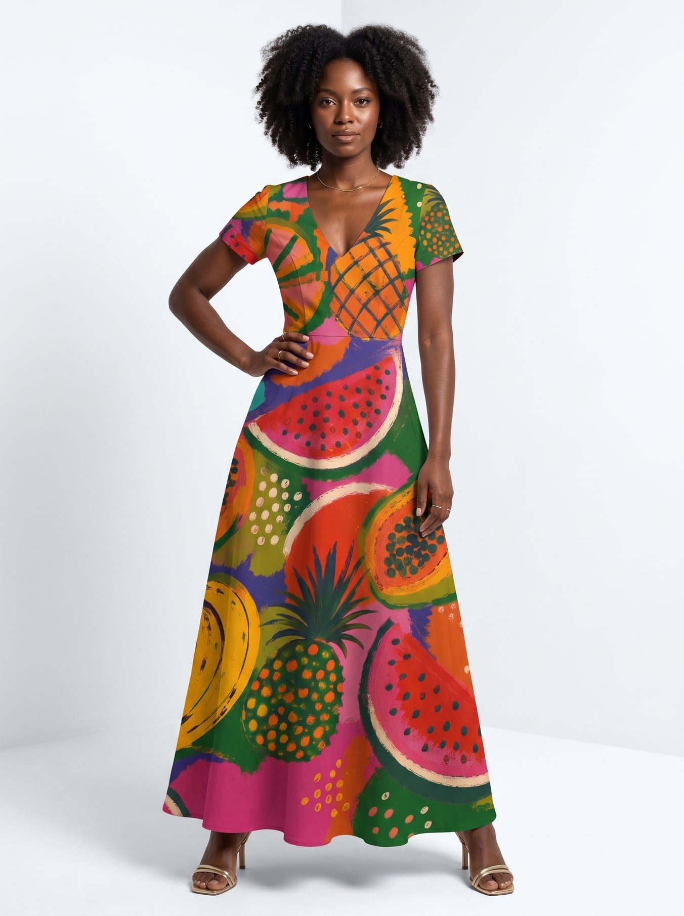 'Matunda' Short Sleeve Maxi Dress