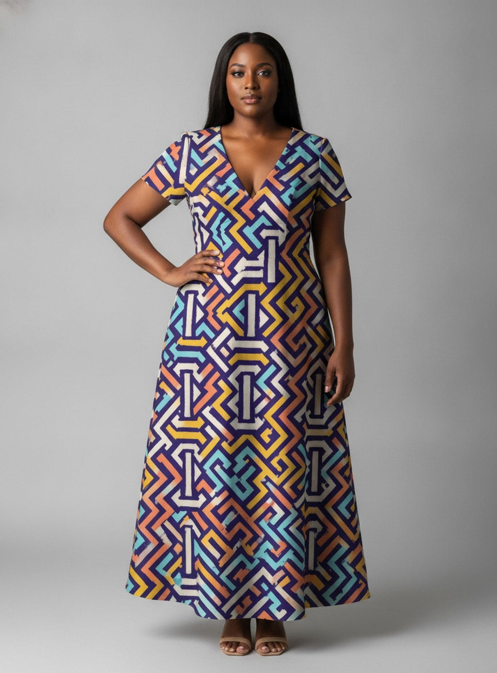 'Njia' Short Sleeve Maxi Dress