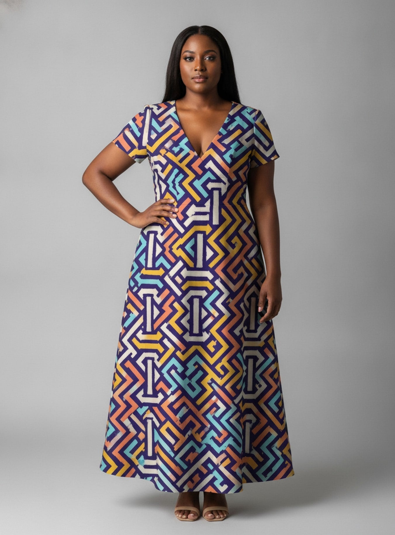 'Njia' Short Sleeve Maxi Dress