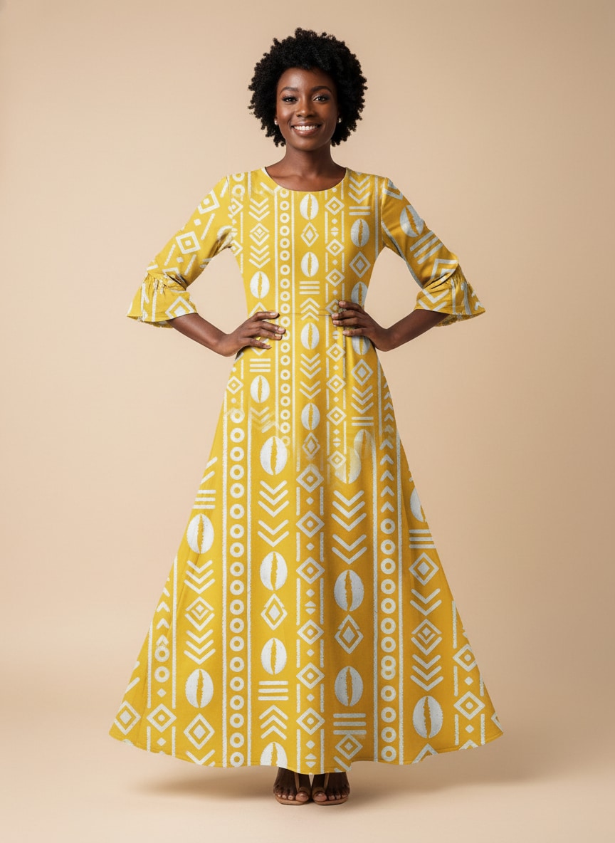'Oshun Dhahabu' Long Sleeve Maxi Dress
