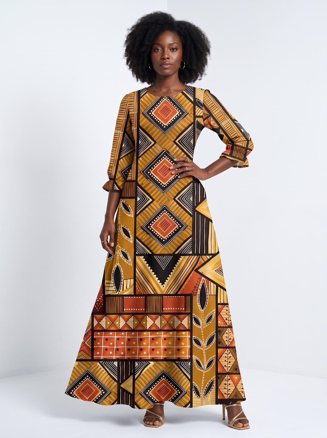 'Ardhi' Long Sleeve Maxi Dress