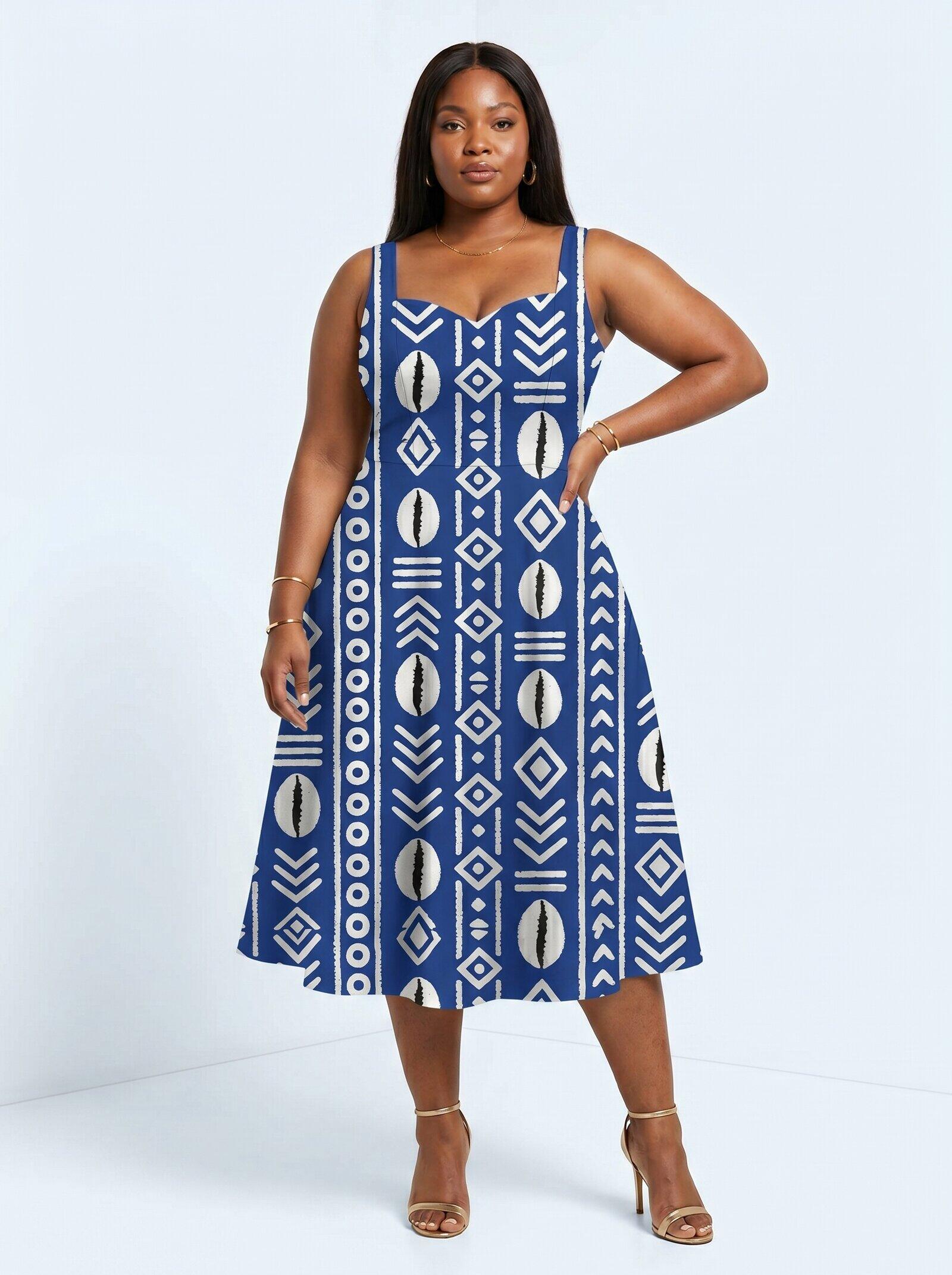 'Oshun' Royal Blue Cotton Corset Dress