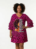 'Unstoppable' Pink Leopard Stacked Ruffle Sleeve Dress