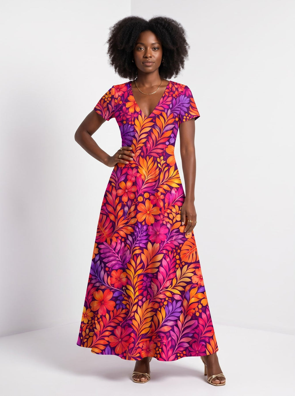 'Waridi' Short Sleeve Maxi Dress