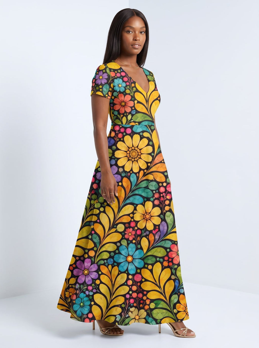 'Njano' Short Sleeve Maxi Dress