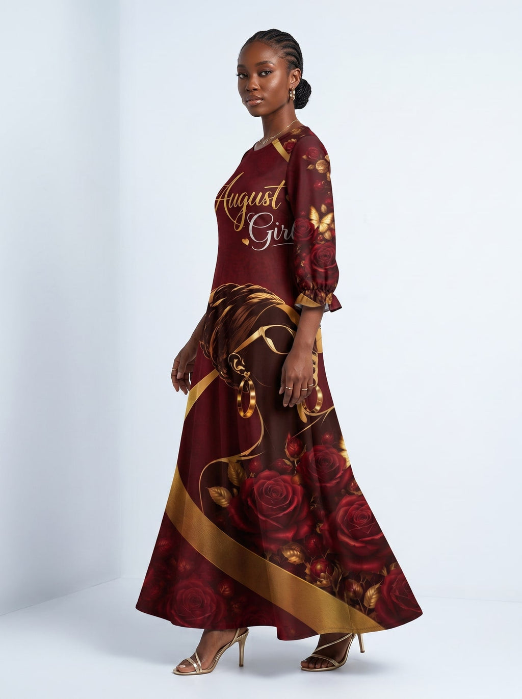 'August Girl Roses' Long Sleeve Maxi Dress