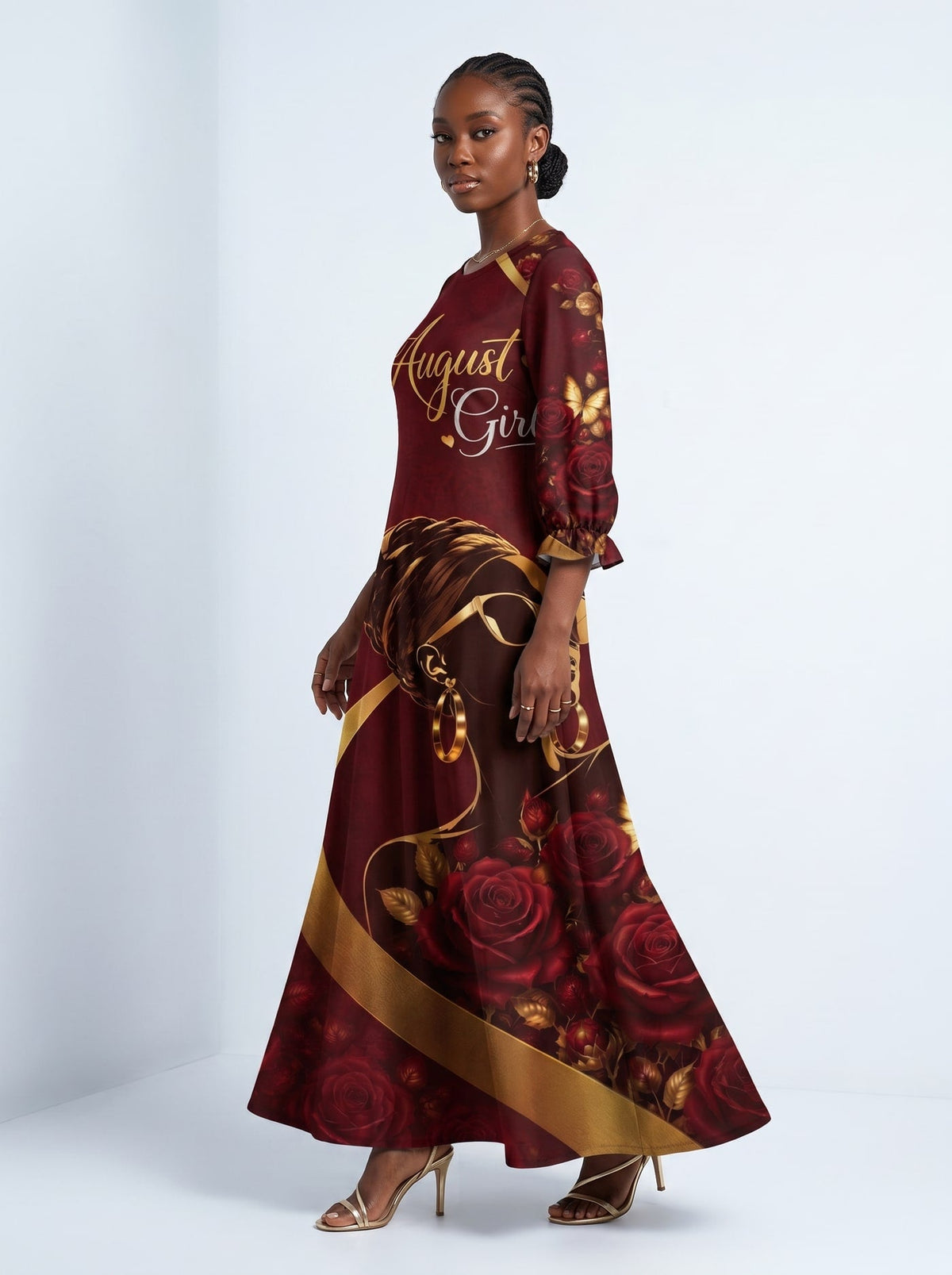 'August Girl Roses' Long Sleeve Maxi Dress