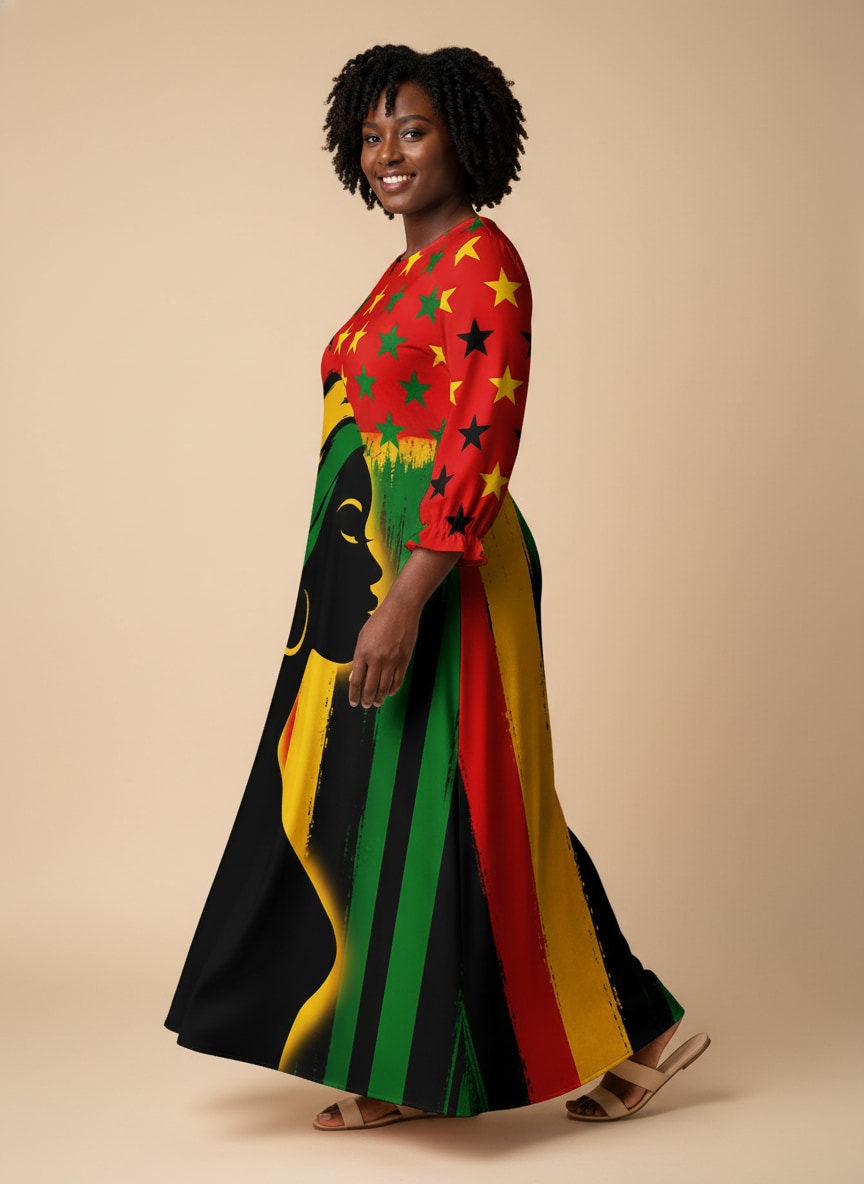'Kwanza' Long Sleeve Maxi Dress