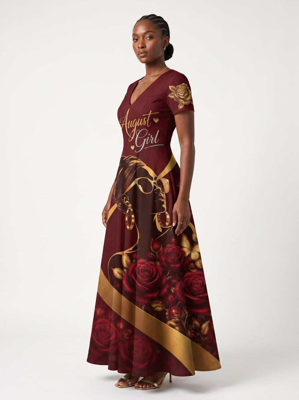 'August Girl Roses' Short Sleeve Maxi Dress