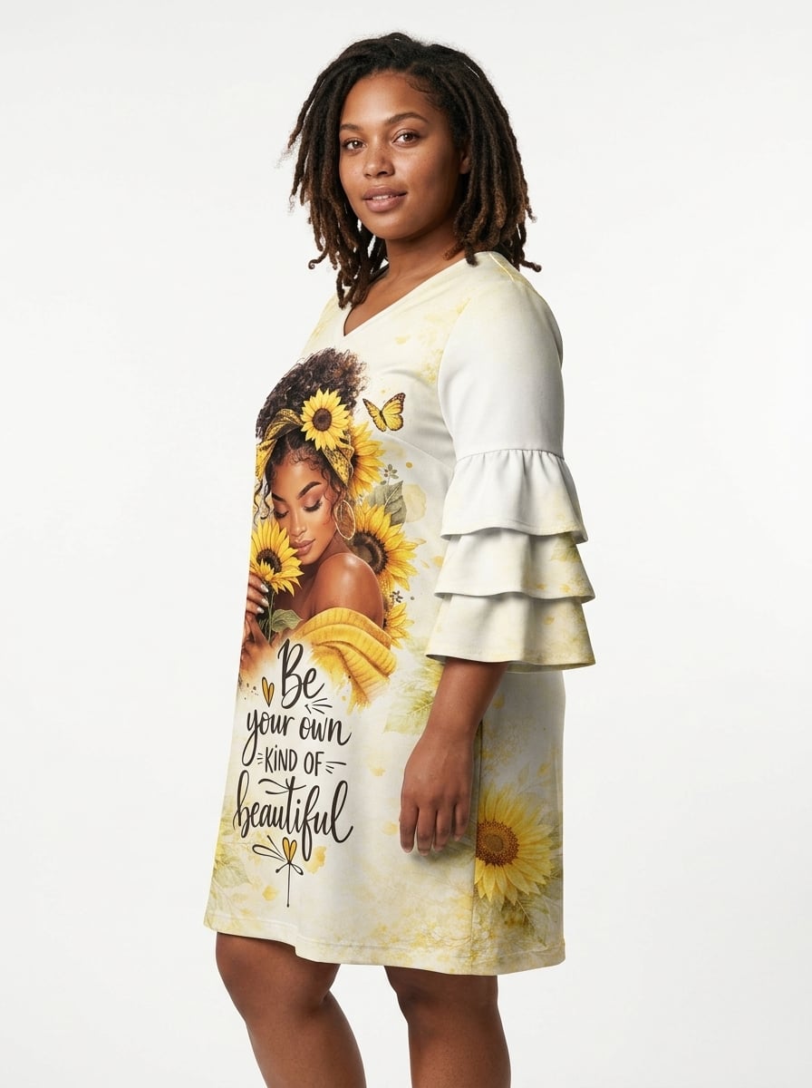 'Jua' Stacked Ruffle Sleeve Dress