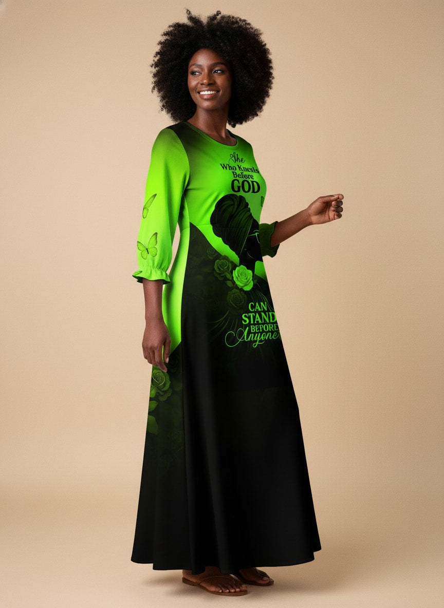 'Selah' Green Long Sleeve Maxi Dress