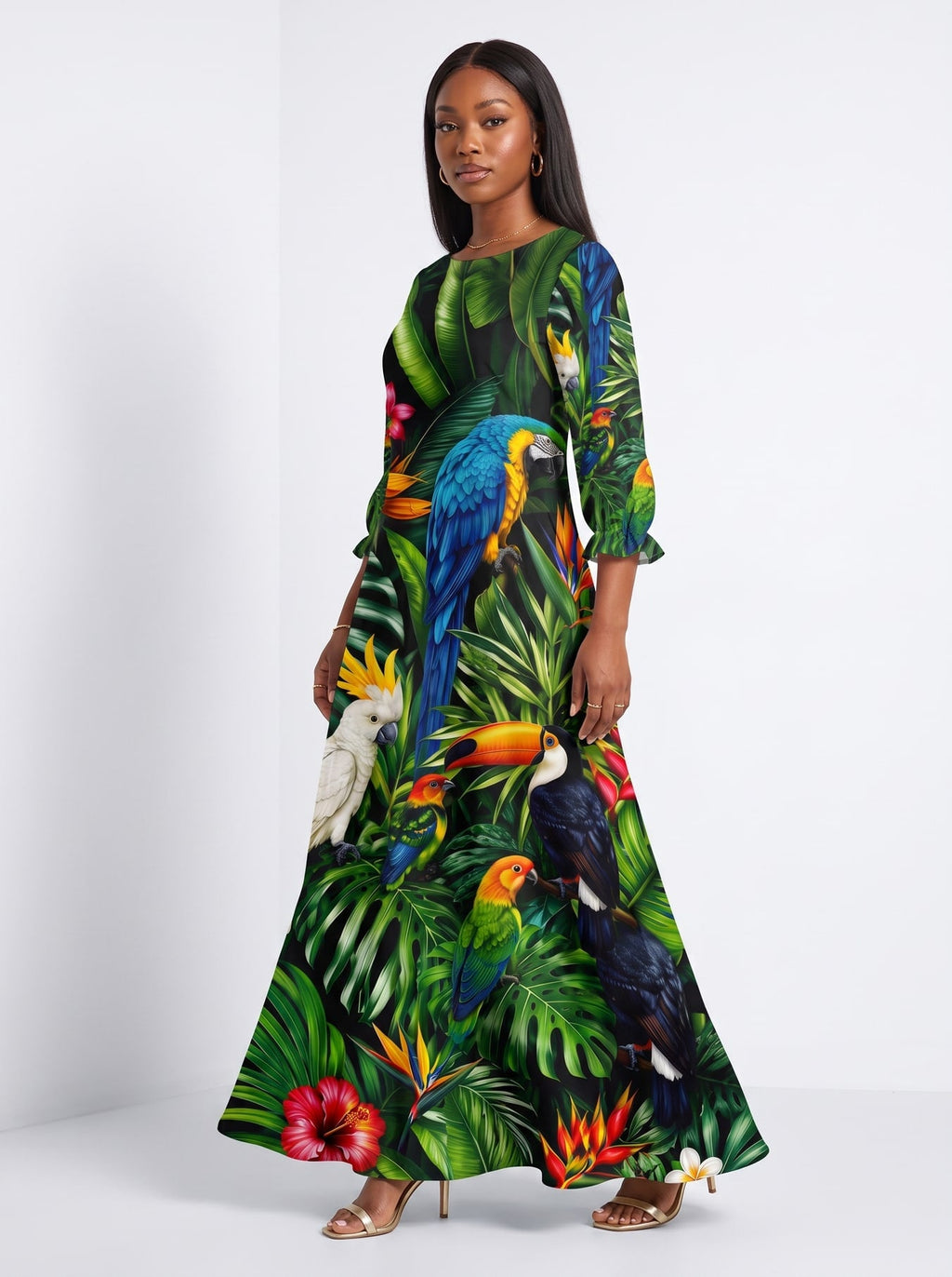 'Manyoya' Long Sleeve Maxi Dress