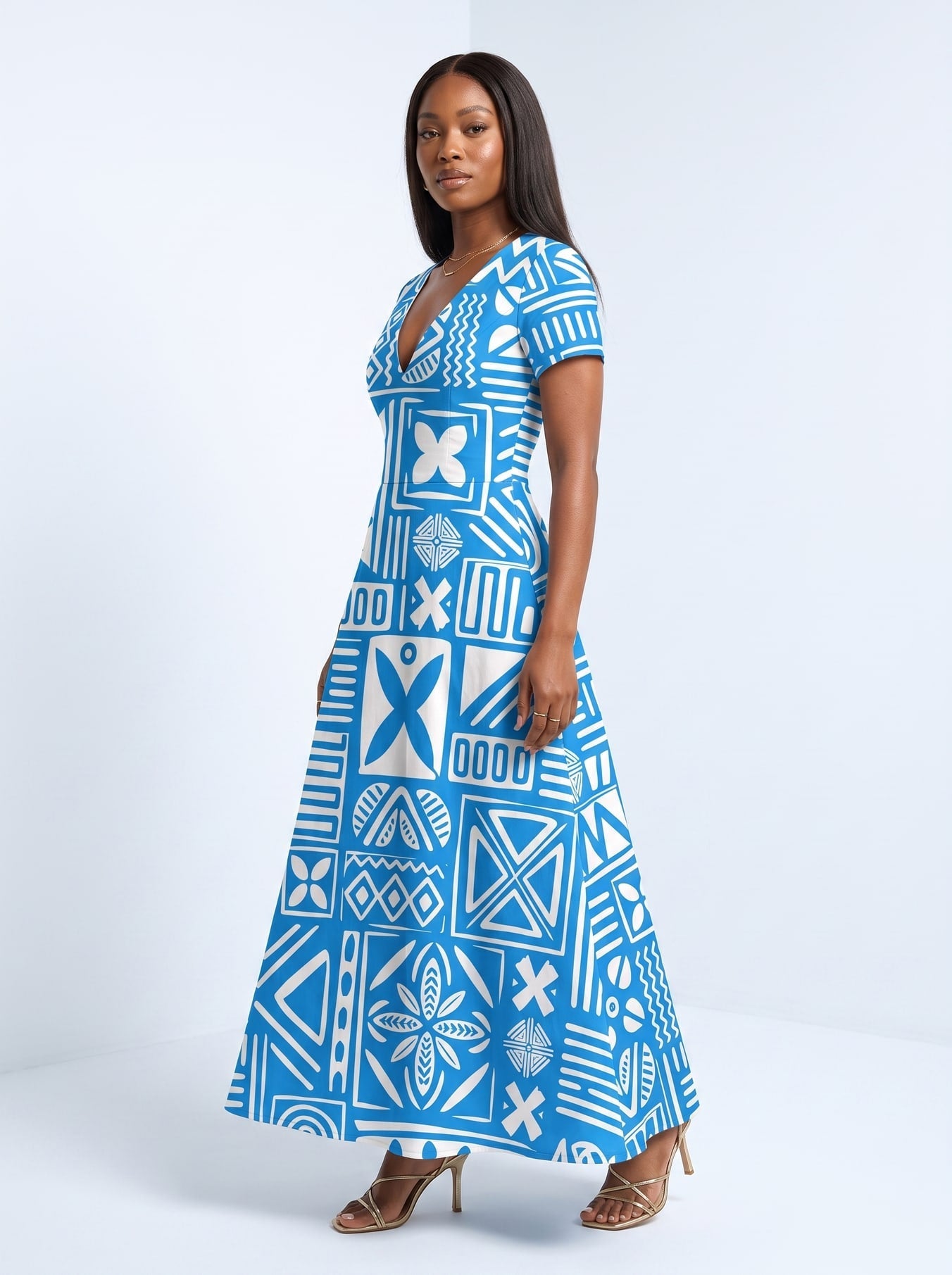 'Anga' Short Sleeve Maxi Dress