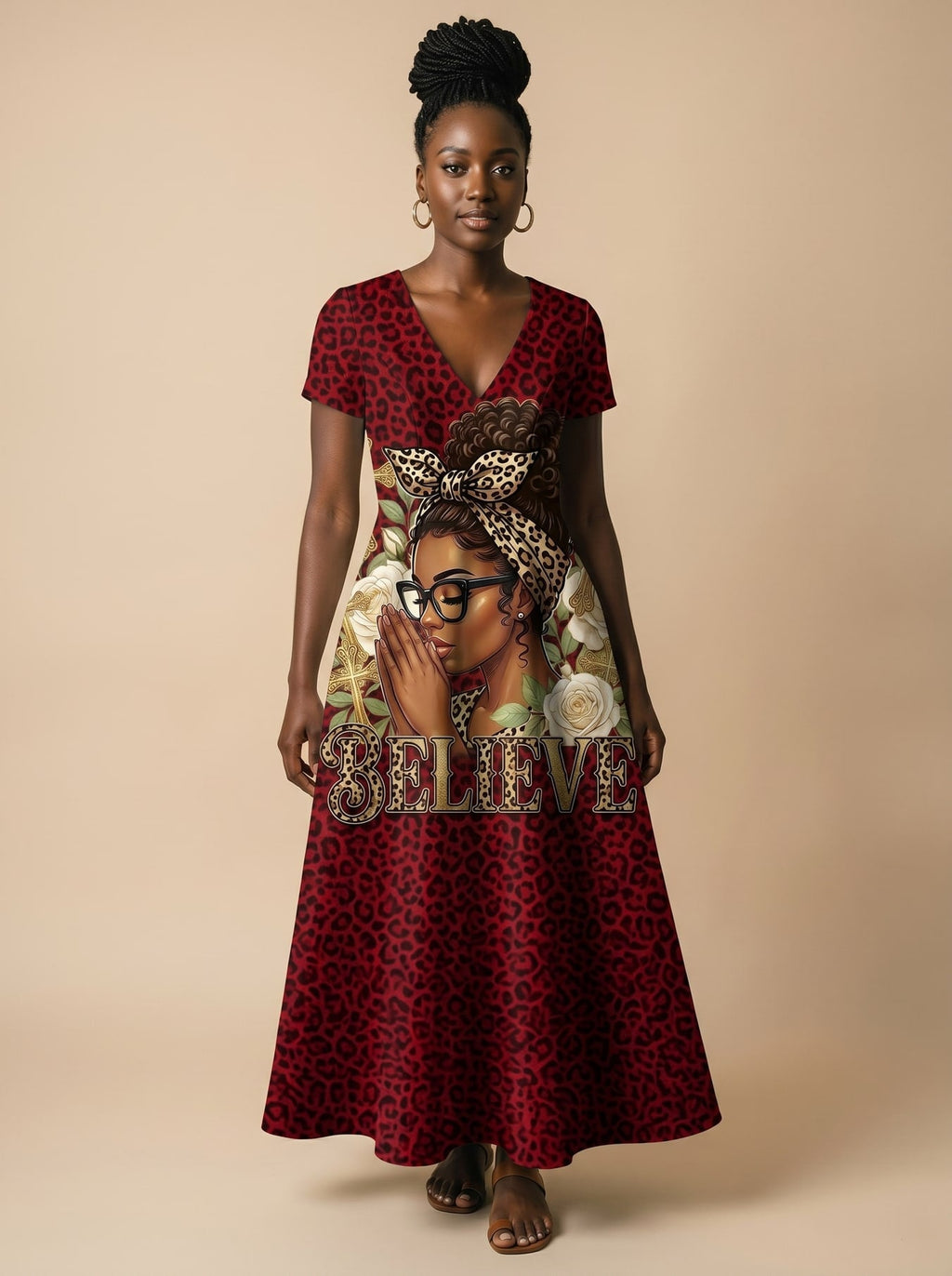 'Imani' Rouge' Short Sleeve Maxi Dress