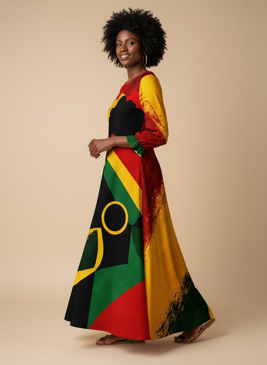 'Uhuru' Long Sleeve Maxi Dress