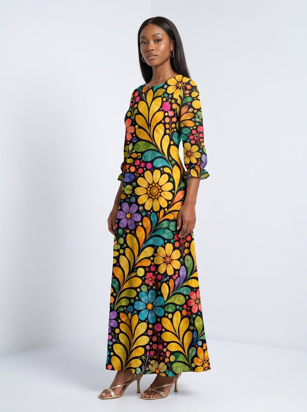 'Njano' Long Sleeve Maxi Dress