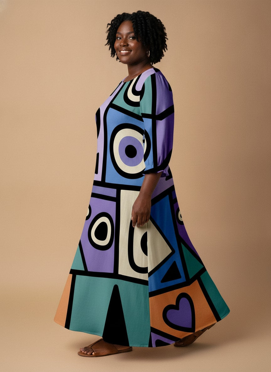 'Sanaa' Long Sleeve Maxi Dress