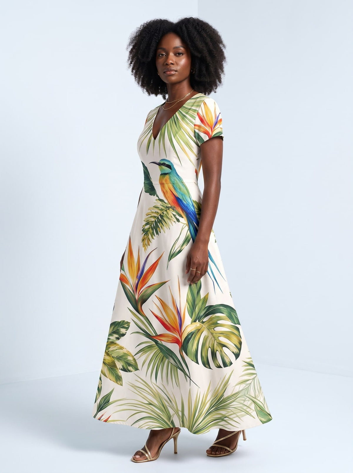 'Ndege' Short Sleeve Maxi Dress