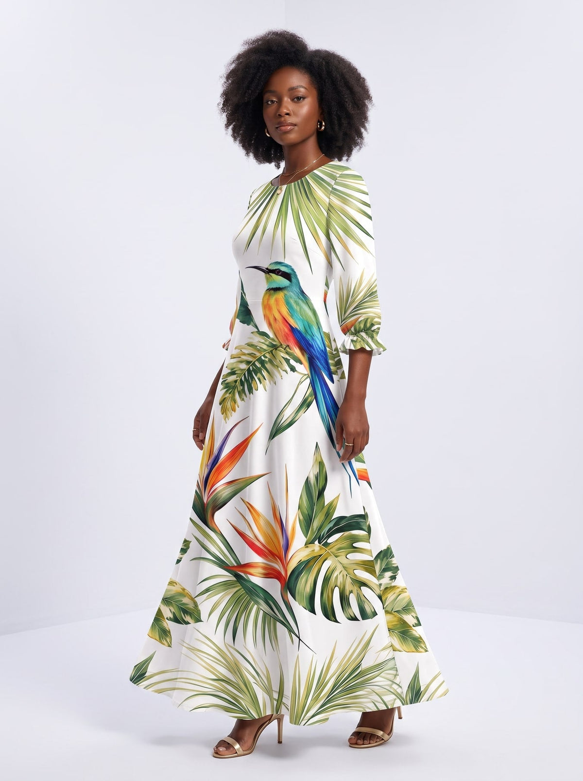 'Ndege' Long Sleeve Maxi Dress