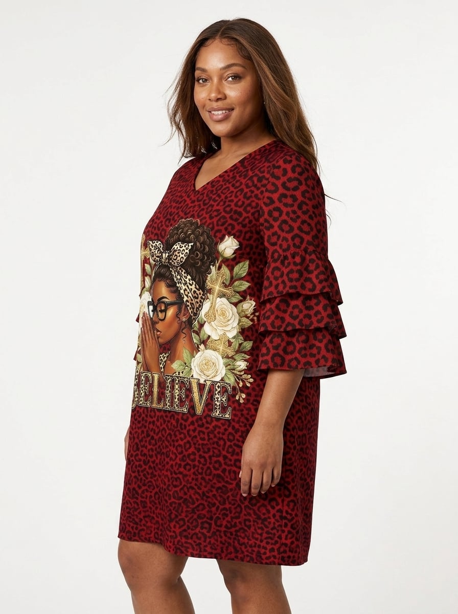 'Imani' Rouge Stacked Ruffle Sleeve Dress