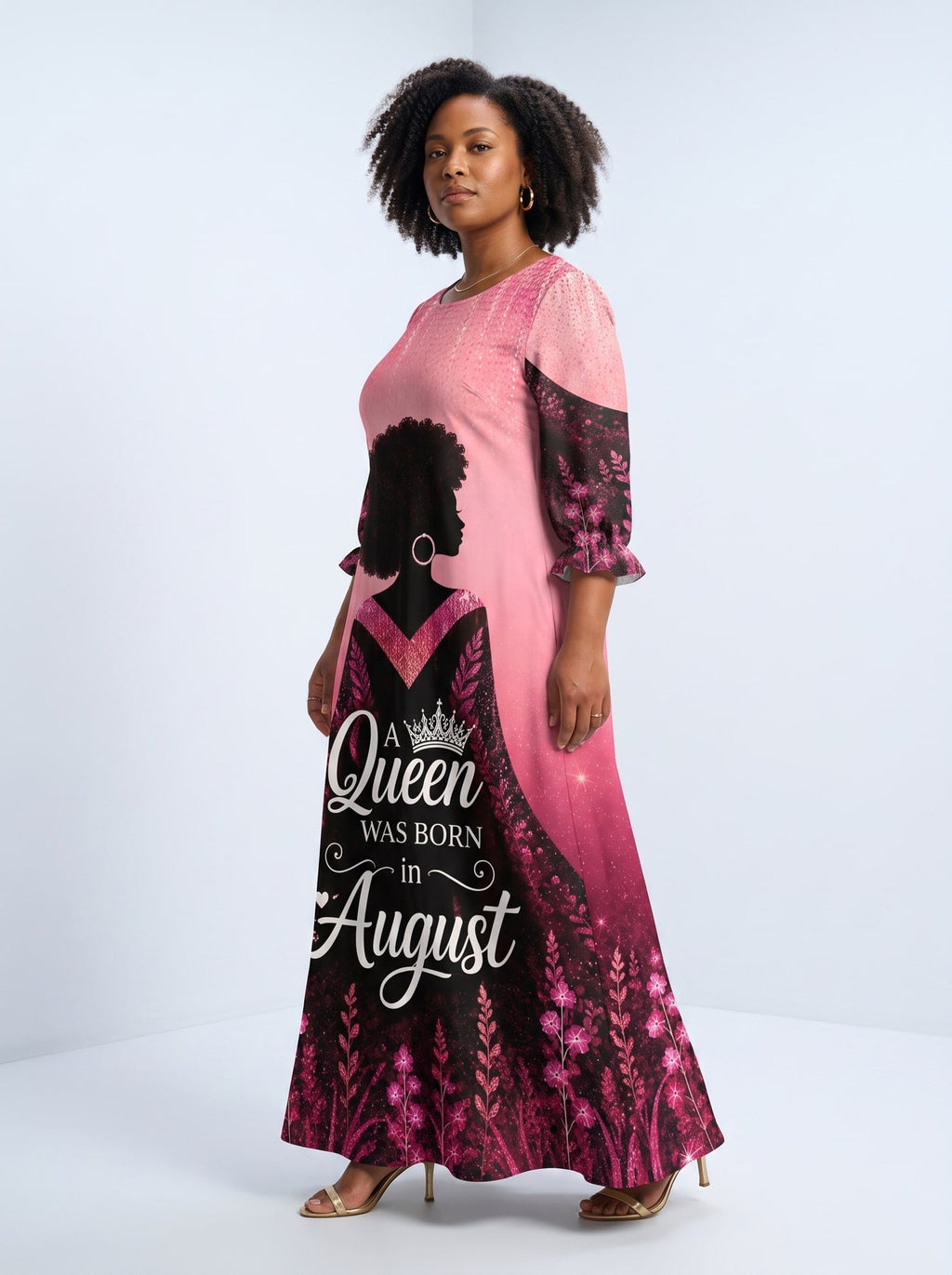 'August Queen Pink' Long Sleeve Maxi Dress
