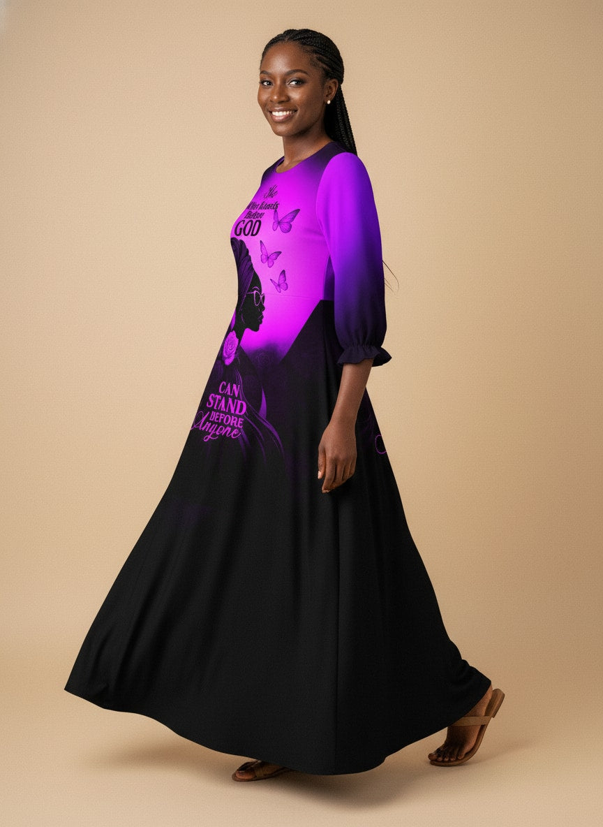 'Selah' Purple Long Sleeve Maxi Dress