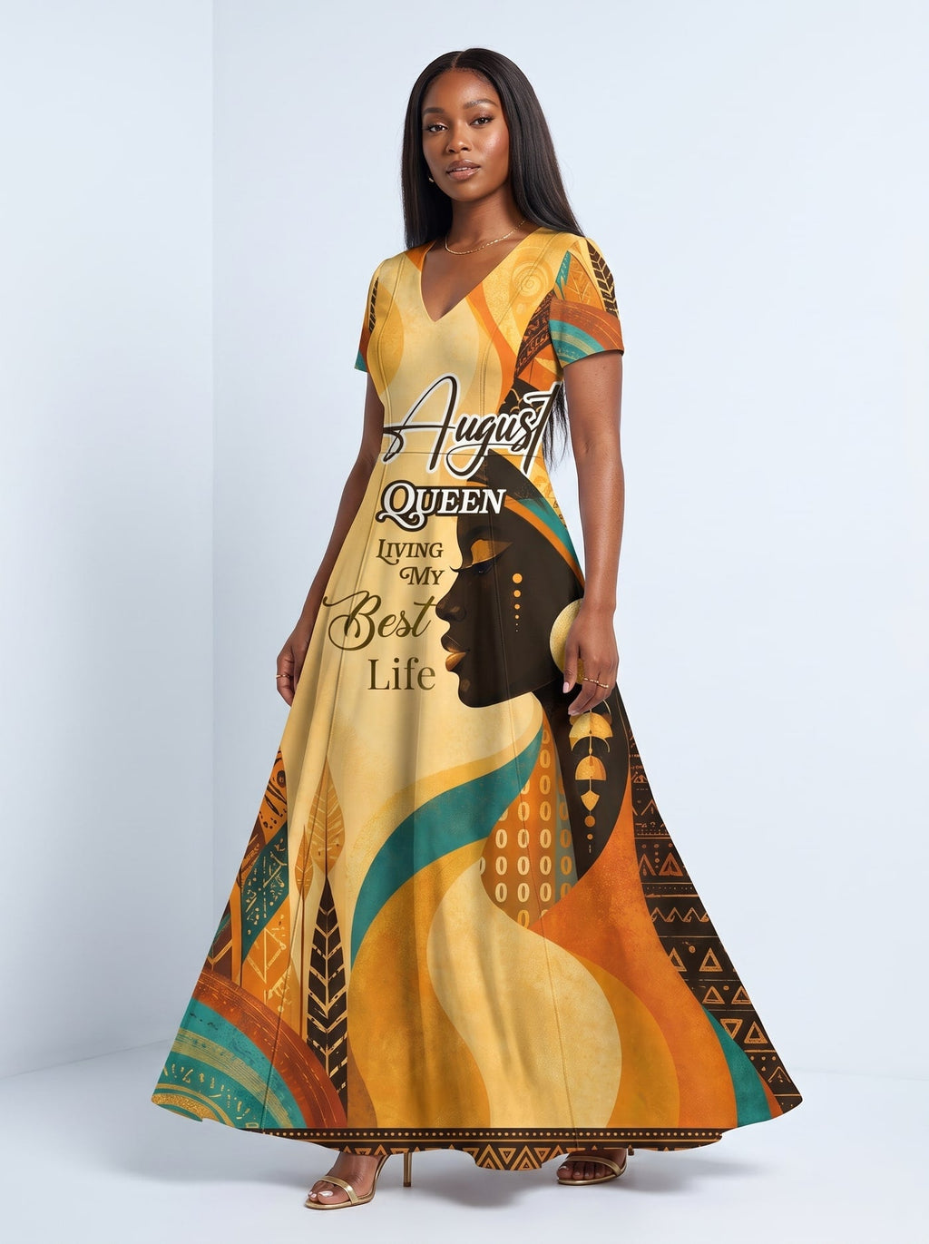 'August Queen Best Life' Short Sleeve Maxi Dress