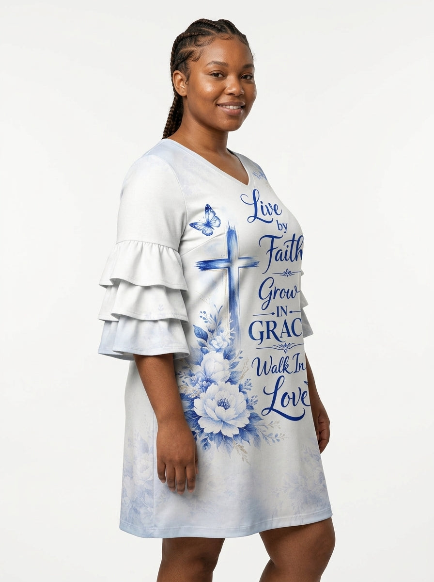 'Neema' Stacked Ruffle Sleeve Dress