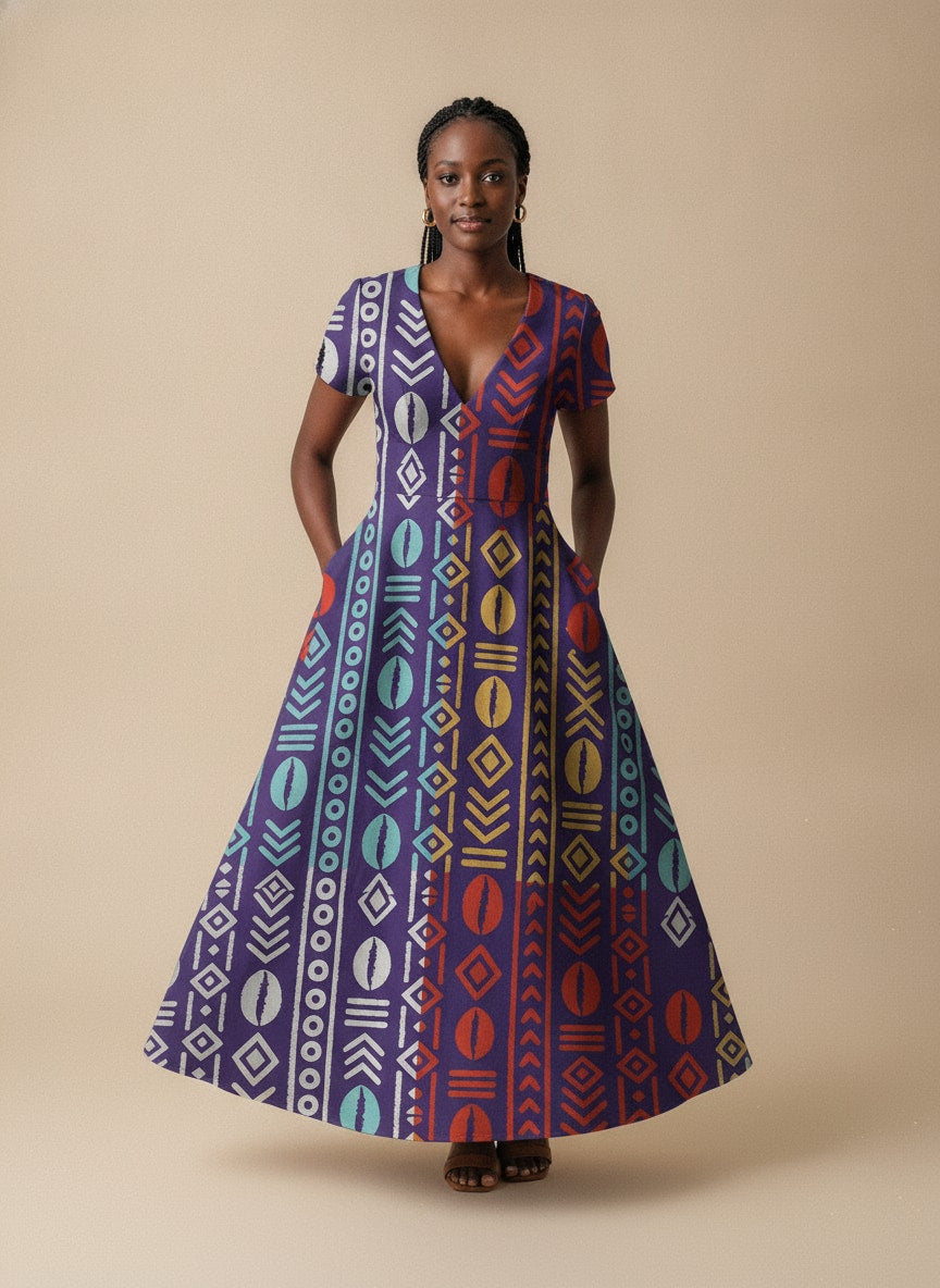 'Oshun Zamani' Short Sleeve Maxi Dress