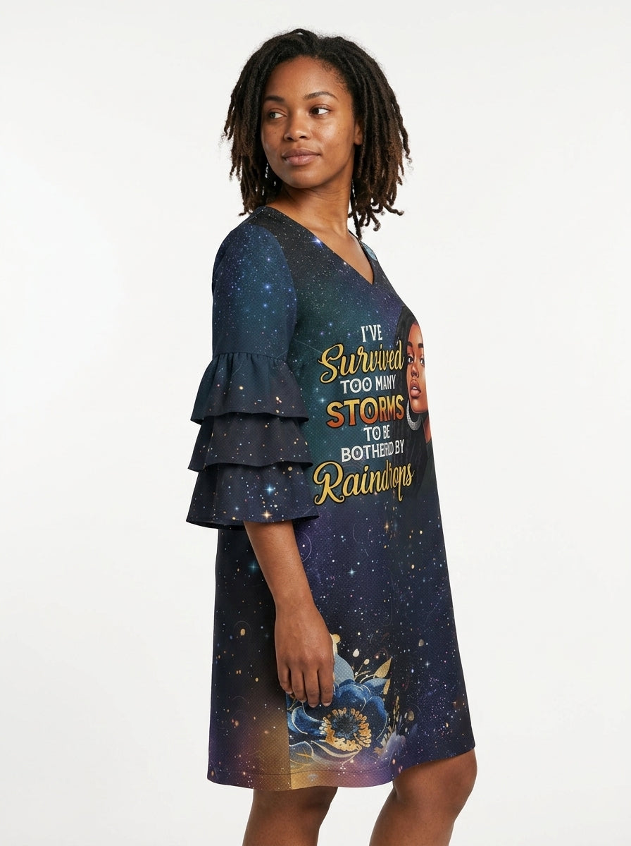 'Nyota' Stacked Ruffle Sleeve Dress