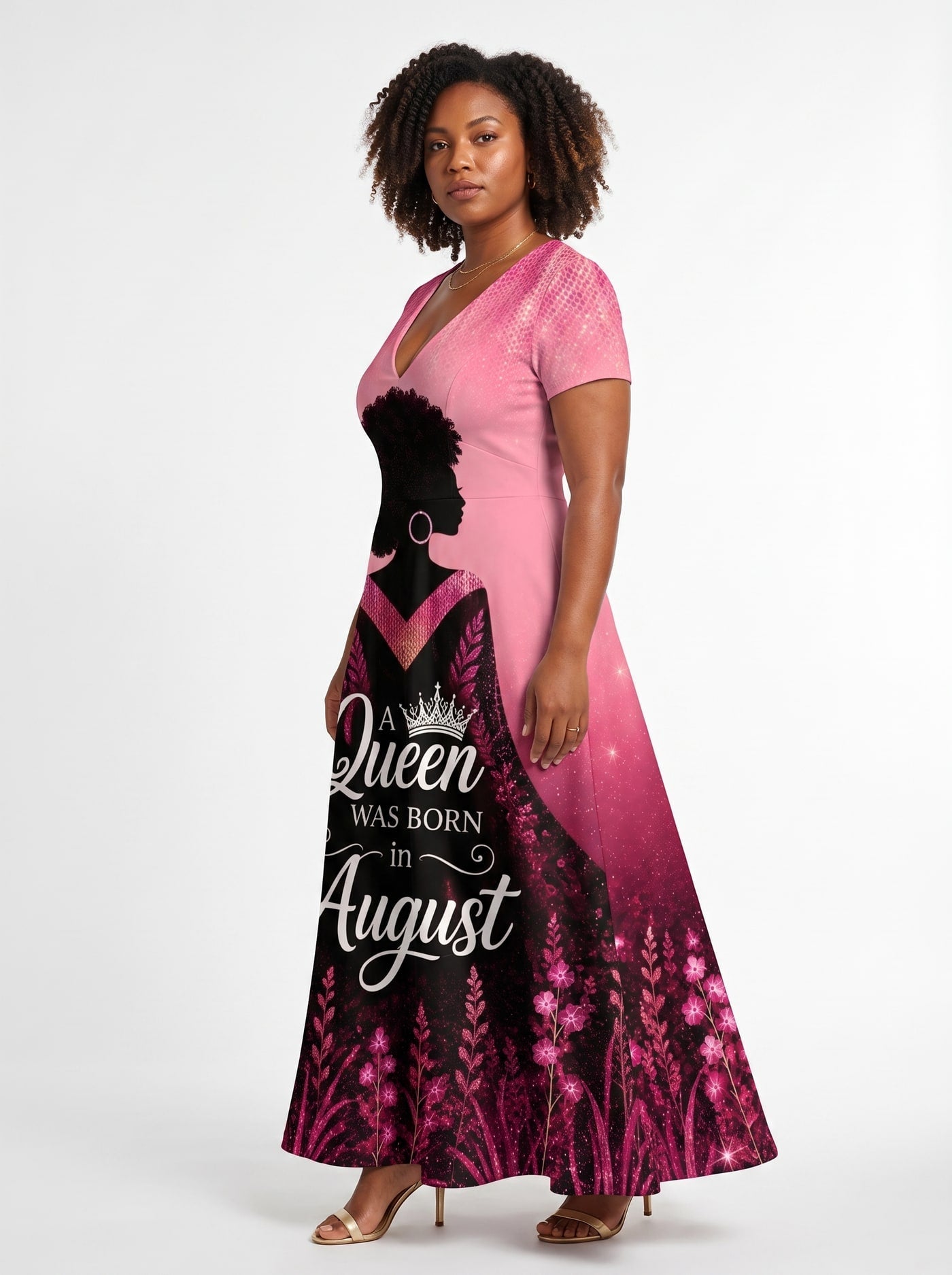 'August Queen Pink' Short Sleeve Maxi Dress