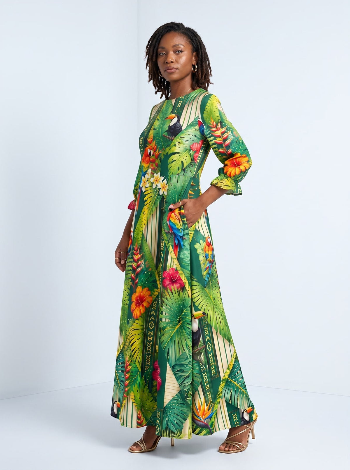 'Msitu' Long Sleeve Maxi Dress