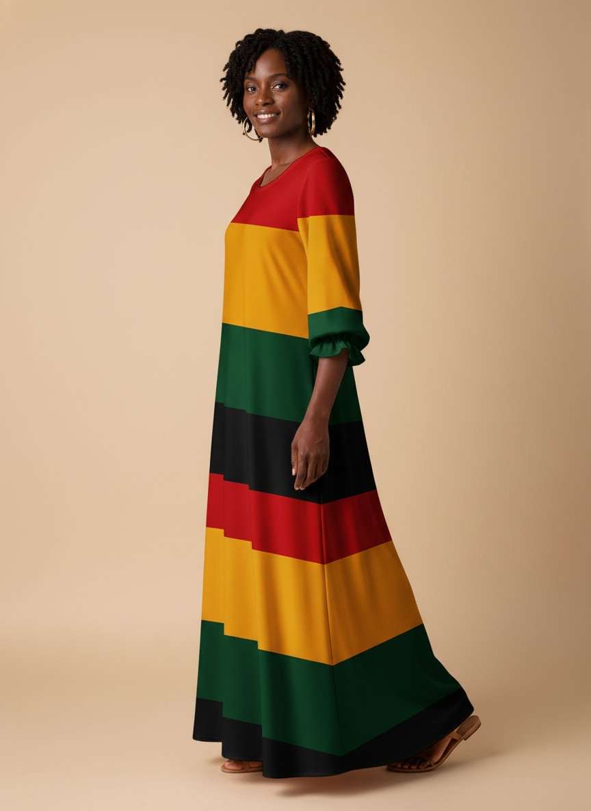 'Accra' Long Sleeve Maxi Dress