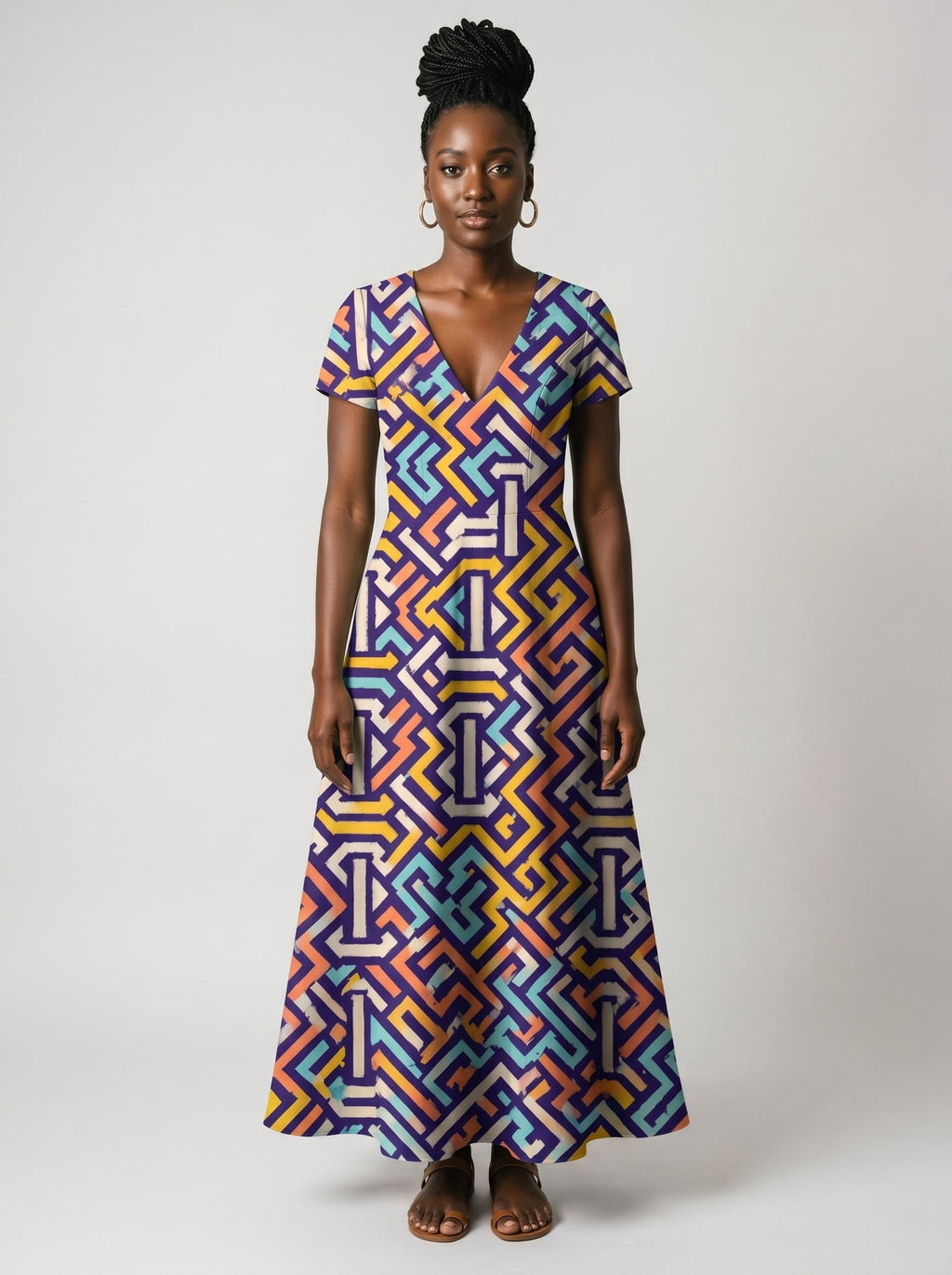 'Njia' Short Sleeve Maxi Dress