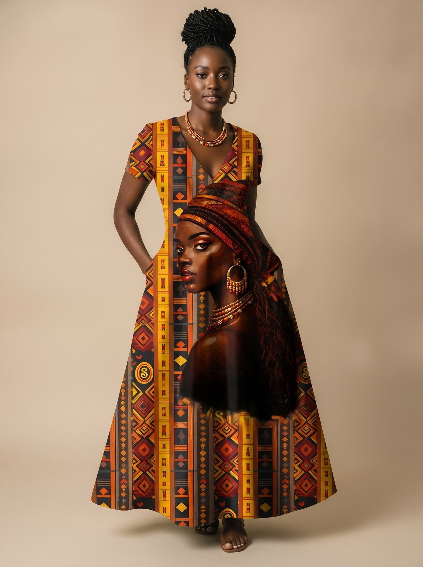 'Melanin Radiance' Short Sleeve Maxi Dress