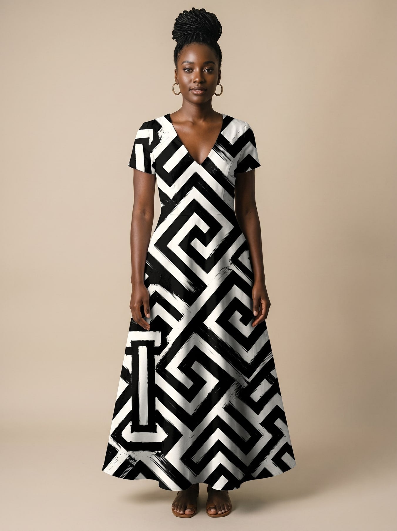 'Zamu' Short Sleeve Maxi Dress