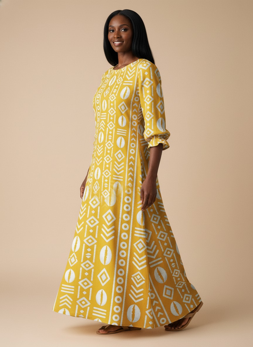 'Oshun Dhahabu' Long Sleeve Maxi Dress