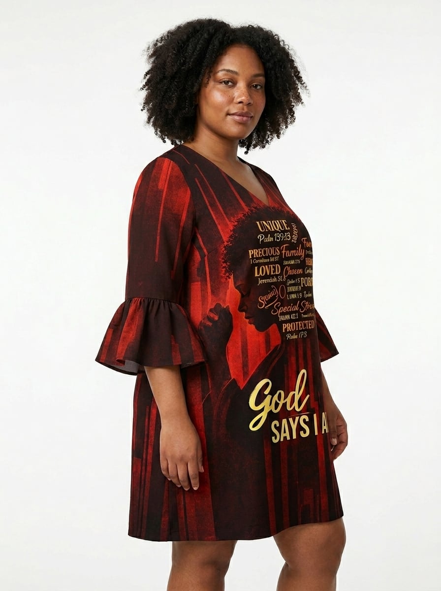 'Asante' Stacked Ruffle Sleeve Dress