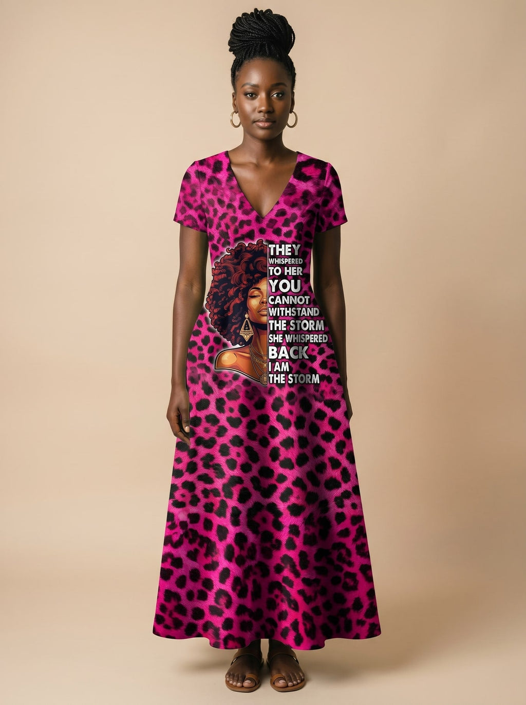 'Unstoppable' Pink Leopard' Short Sleeve Maxi Dress
