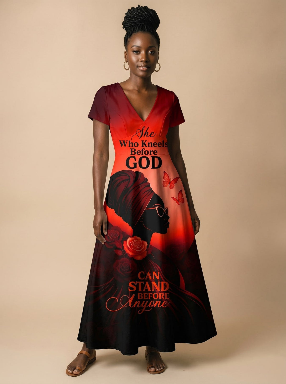 'Selah' Red' Short Sleeve Maxi Dress