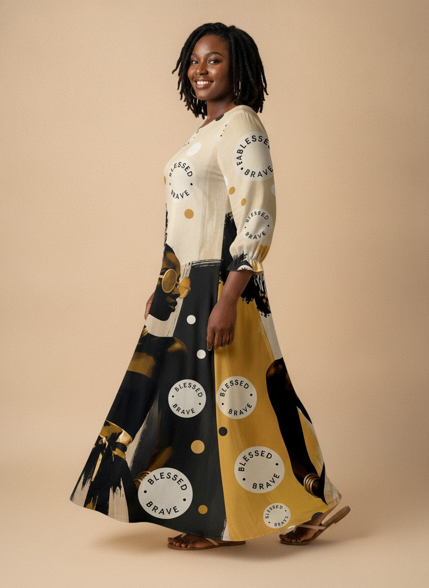 'Jasiri' Long Sleeve Maxi Dress