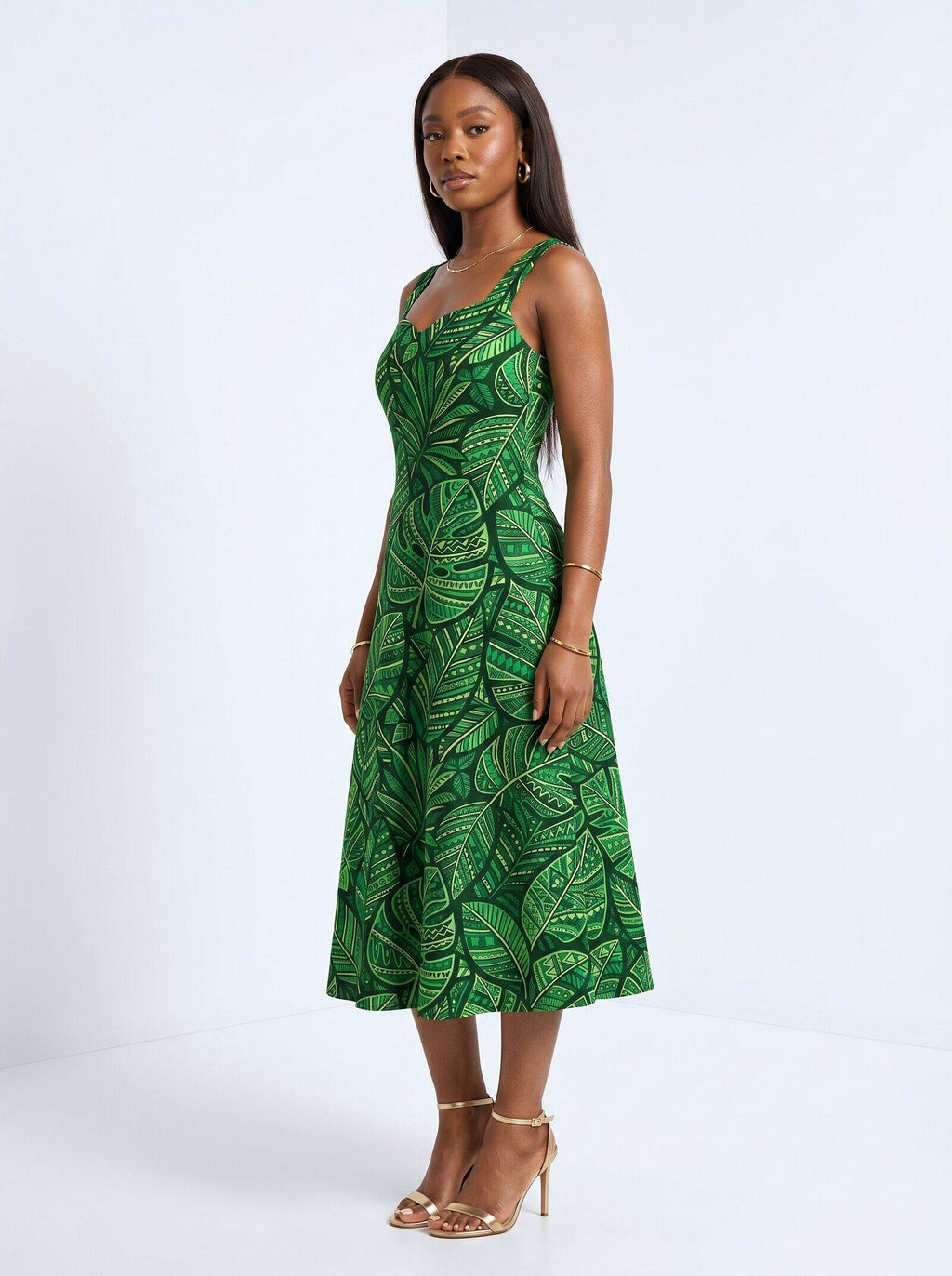 'Asili' Emerald Cotton Corset Dress