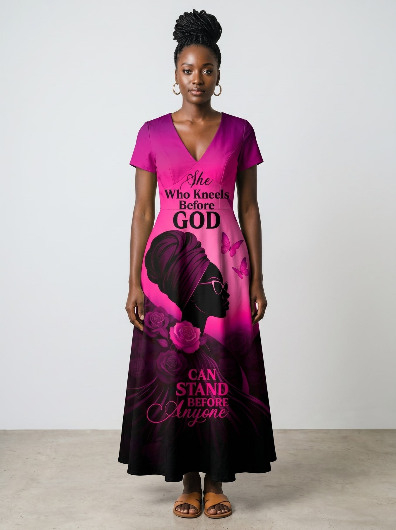 'Selah' Pink' Short Sleeve Maxi Dress