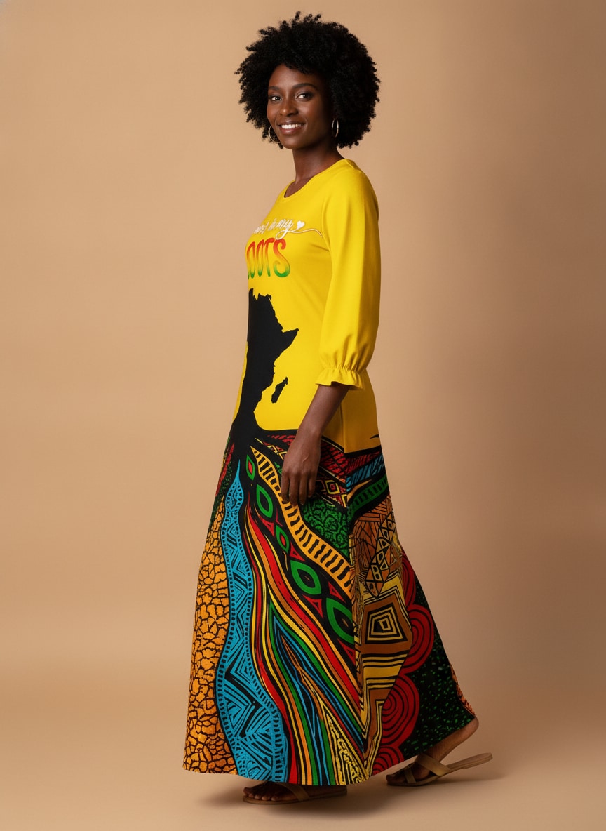 'Mzizi' Long Sleeve Maxi Dress