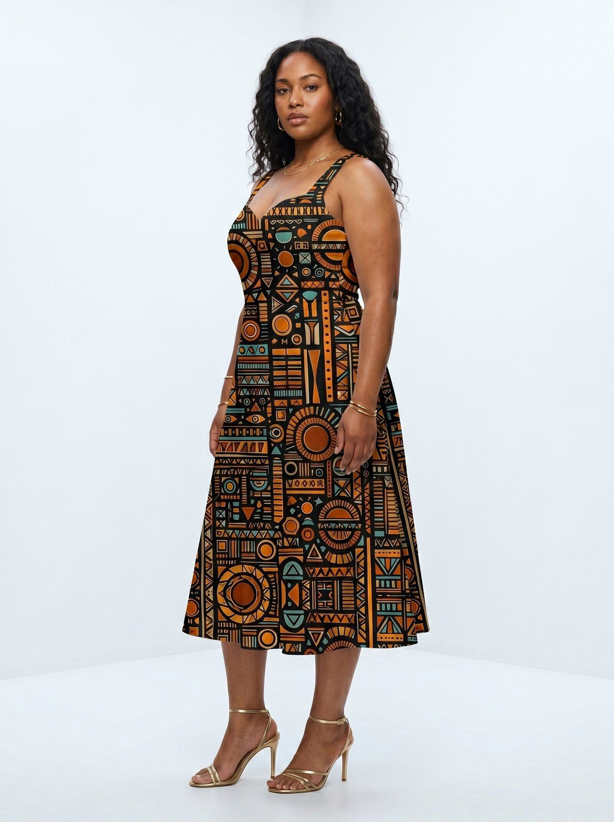 Afrocentric Pattern Cotton Corset Dress