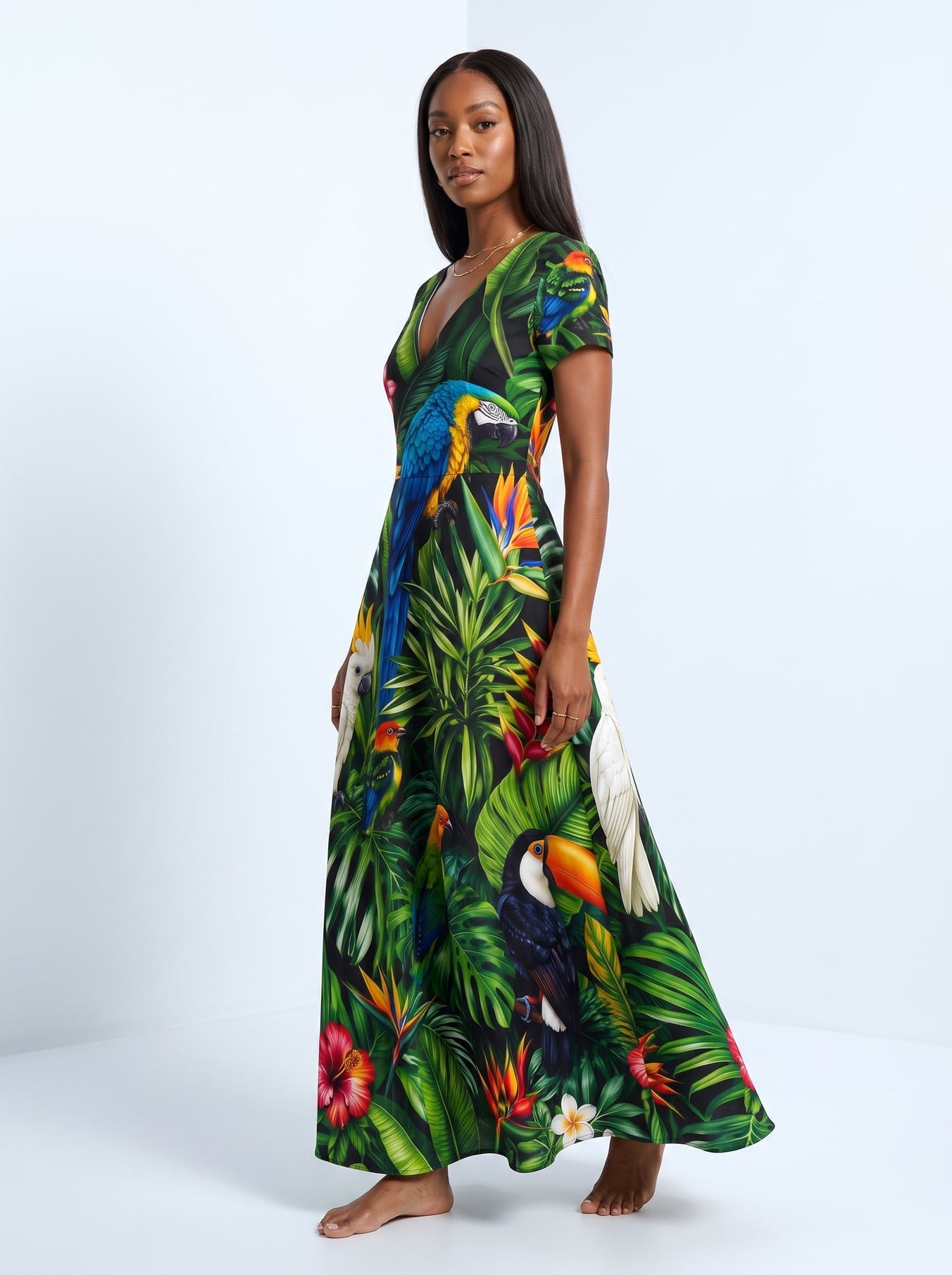 'Manyoya' Short Sleeve Maxi Dress