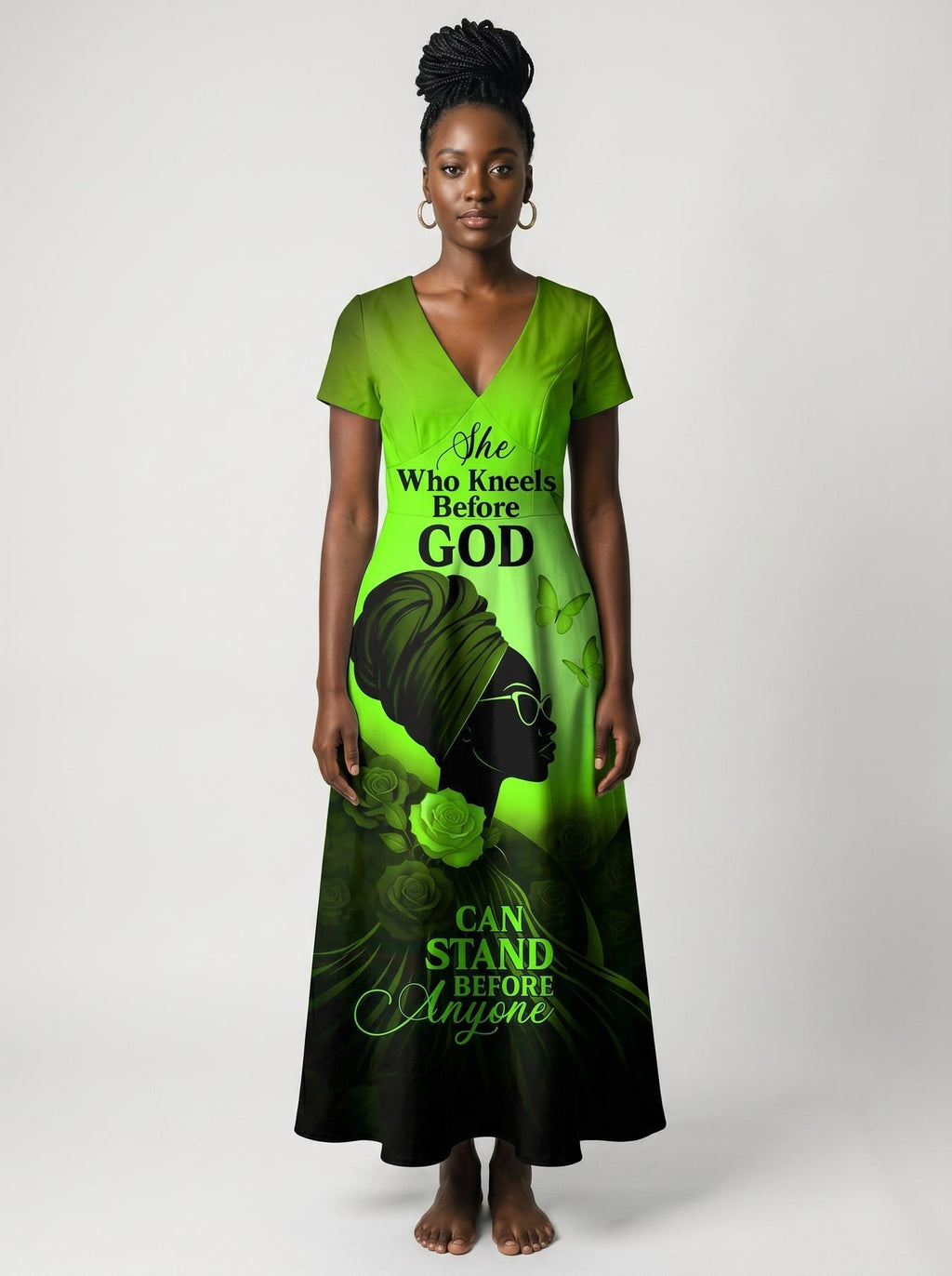 'Selah' Green' Short Sleeve Maxi Dress