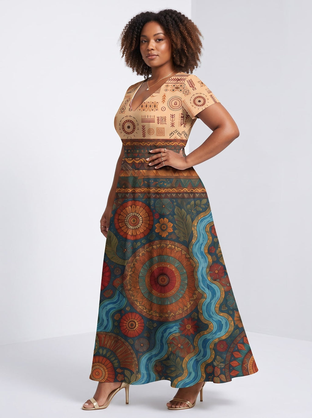 'Mto' Short Sleeve Maxi Dress