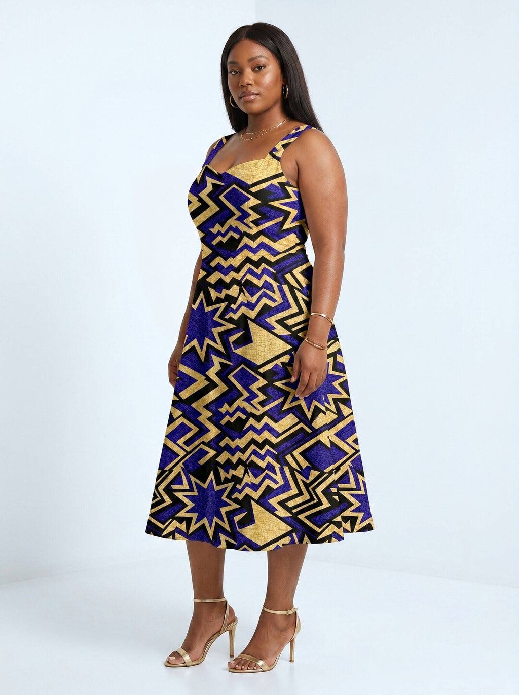 Royal Blue Sheba Cotton Corset Dress